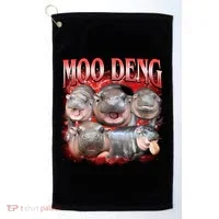 Red Moo Deng Meme Hippo Golf Towel thumb 0