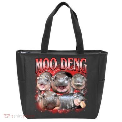 Red Moo Deng Meme Hippo Tote Bag