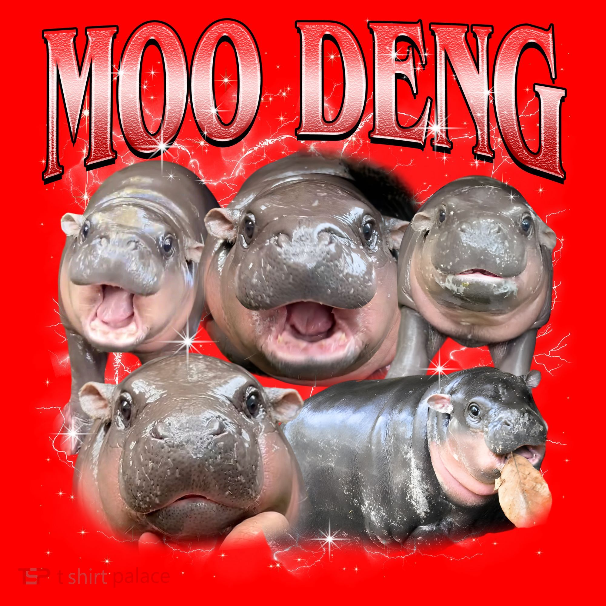 Red Moo Deng Meme Hippo Santa Hat