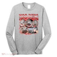 Red Moo Deng Meme Hippo Long Sleeve Shirt thumb 0