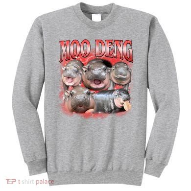 Red Moo Deng Meme Hippo Sweatshirt