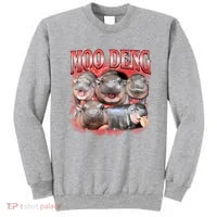 Red Moo Deng Meme Hippo Sweatshirt thumb 0