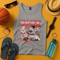 Red Moo Deng Meme Hippo Tank Top thumb 4