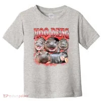 Red Moo Deng Meme Hippo Toddler T-Shirt thumb 0