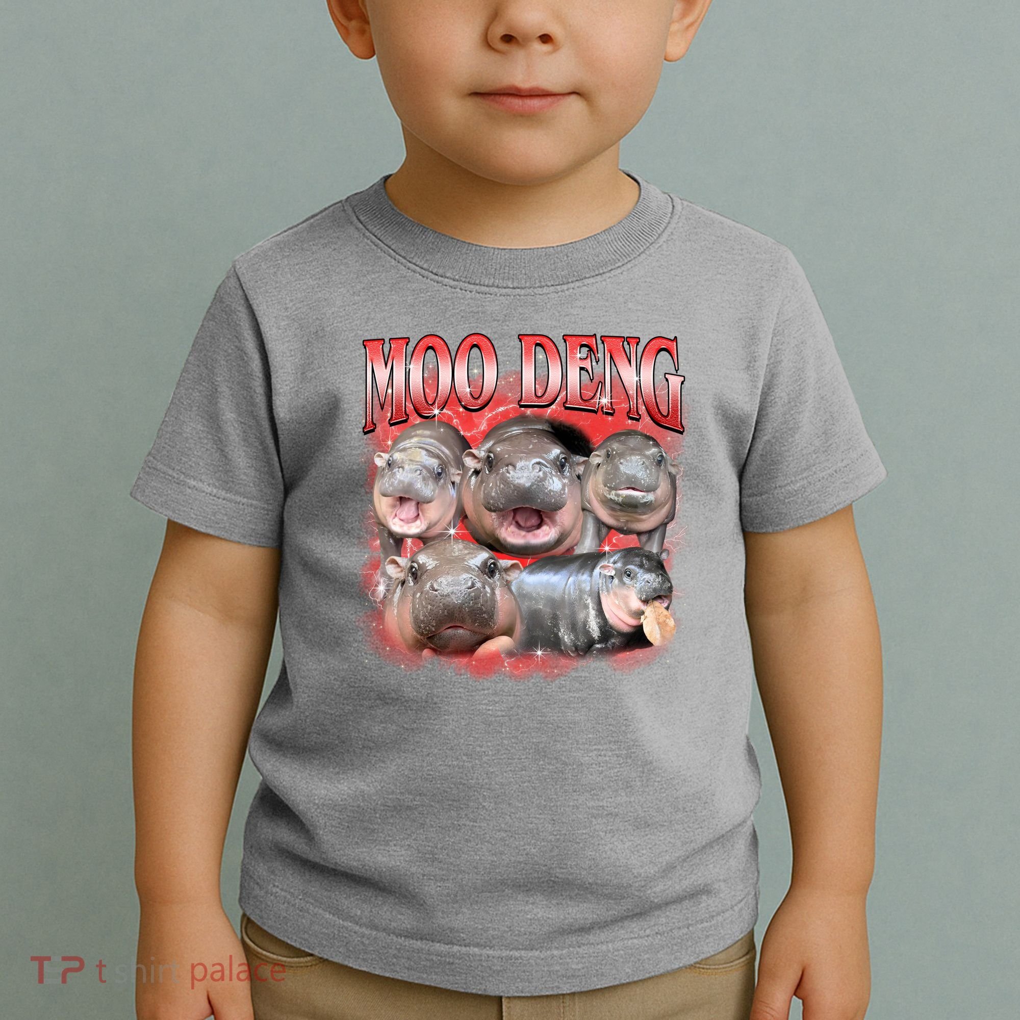 Red Moo Deng Meme Hippo Toddler T-Shirt