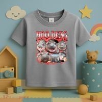 Red Moo Deng Meme Hippo Toddler T-Shirt thumb 3