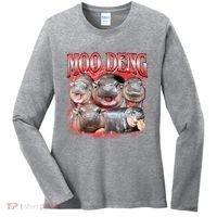 Red Moo Deng Meme Hippo Women's Long Sleeve Shirt thumb 0