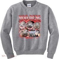 Red Moo Deng Meme Hippo Kids Sweatshirt thumb 0