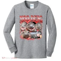 Red Moo Deng Meme Hippo Kids Long Sleeve Shirt thumb 0
