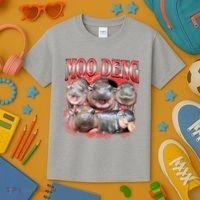 Red Moo Deng Meme Hippo Kids T-Shirt thumb 3
