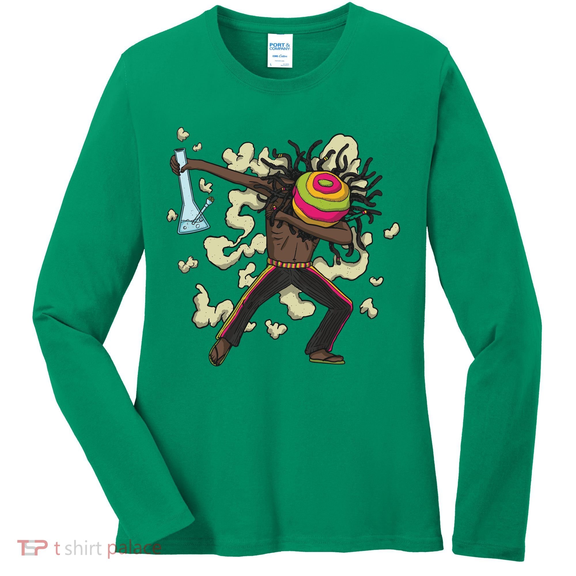 Rasta Man Dabbing Women's Long Sleeve Shirt