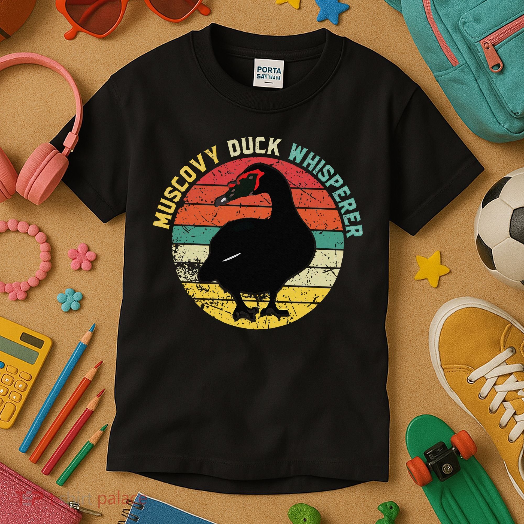 Retro Muscovy Duck Whisperer Funny Farmer Muscovy Duck Gift Kids T-Shirt