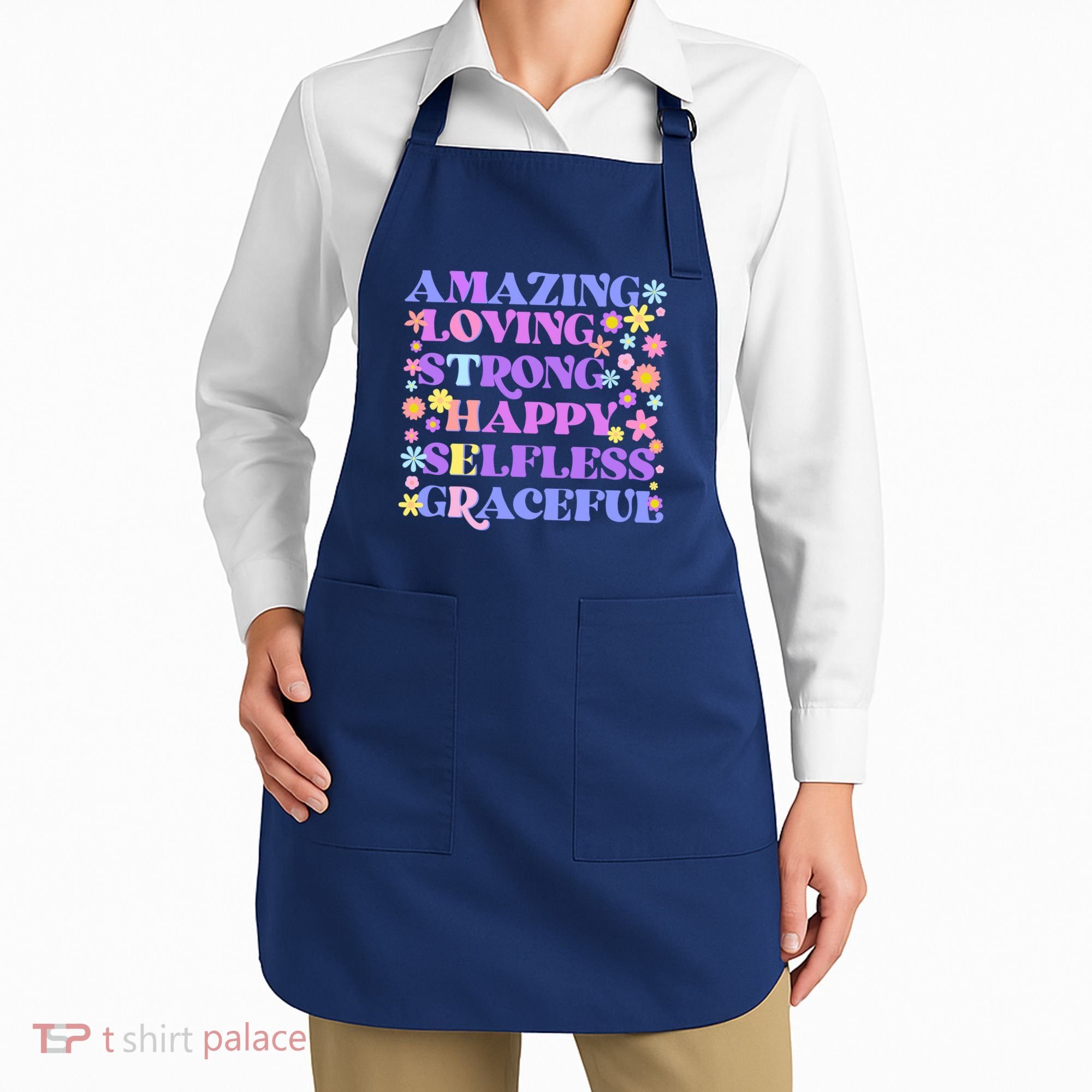 Retro Mother Day Amazing Loving Strong Happy Selfless Graceful Apron