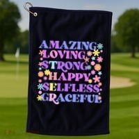 Retro Mother Day Amazing Loving Strong Happy Selfless Graceful Golf Towel thumb 1