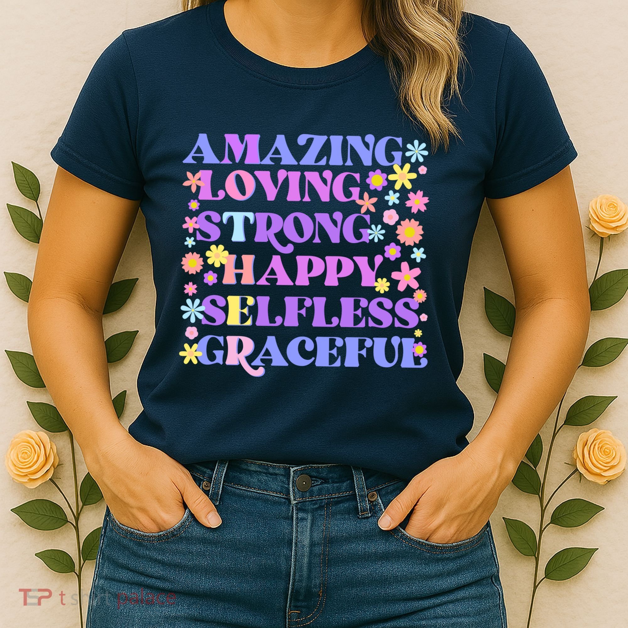 Retro Mother Day Amazing Loving Strong Happy Selfless Graceful Women's T-Shirt
