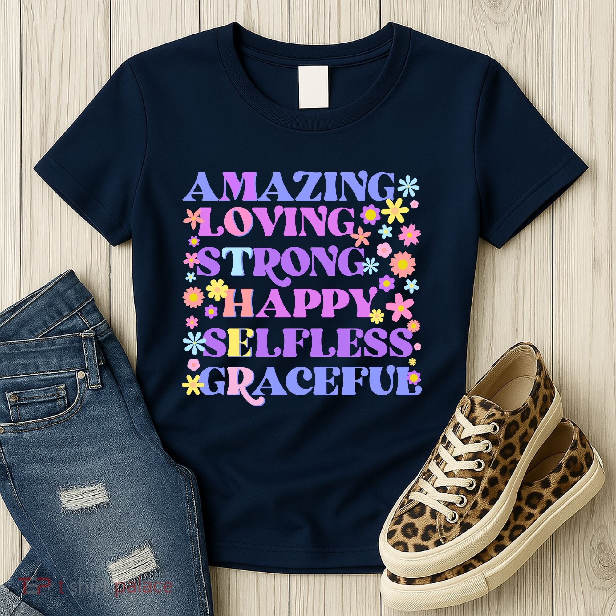 Retro Mother Day Amazing Loving Strong Happy Selfless Graceful Women's T-Shirt