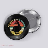 Retro Muscovy Duck Whisperer Funny Farmer Muscovy Duck Gift Button thumb 0
