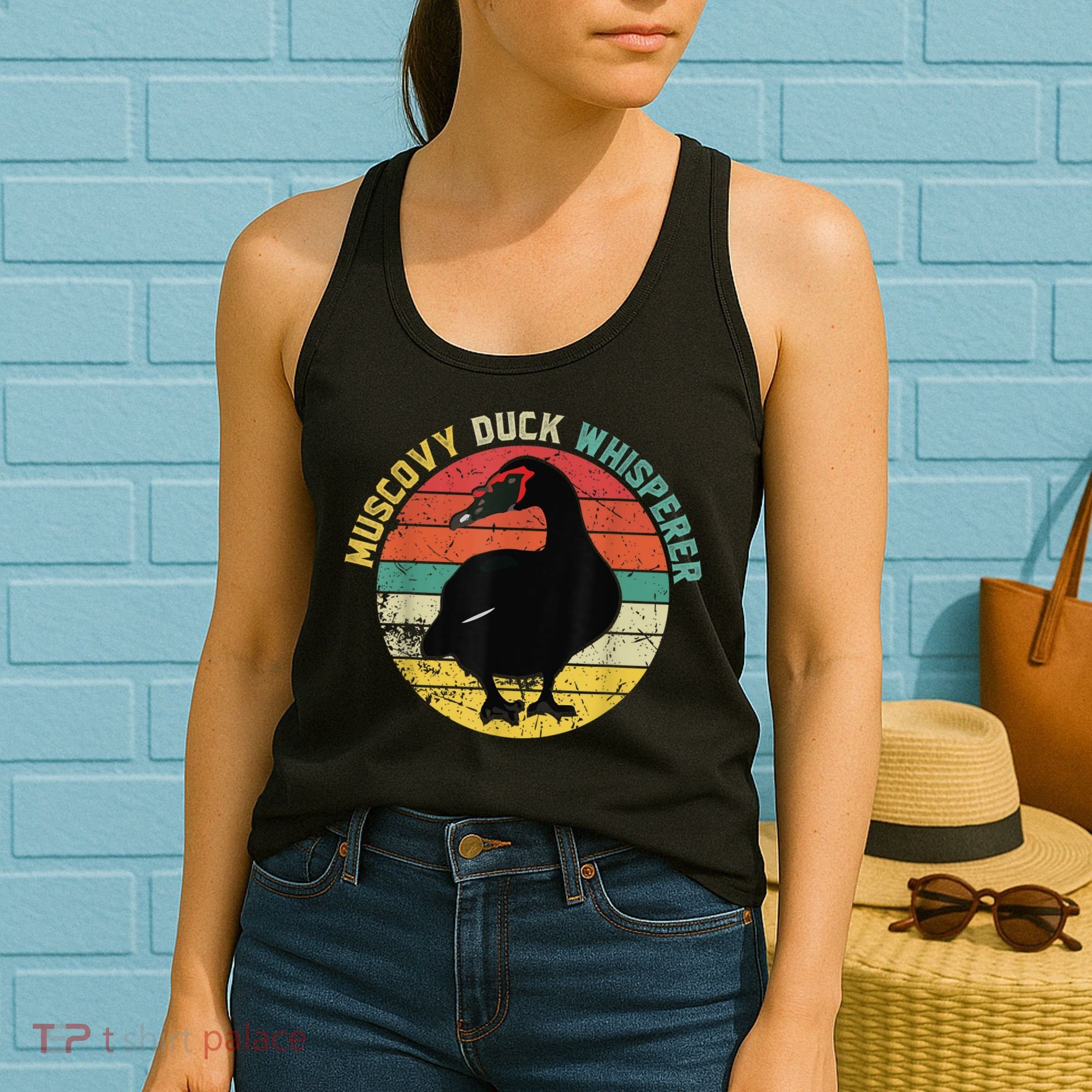 Retro Muscovy Duck Whisperer Funny Farmer Muscovy Duck Gift Women's Tank Top