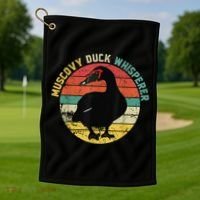 Retro Muscovy Duck Whisperer Funny Farmer Muscovy Duck Gift Golf Towel thumb 1