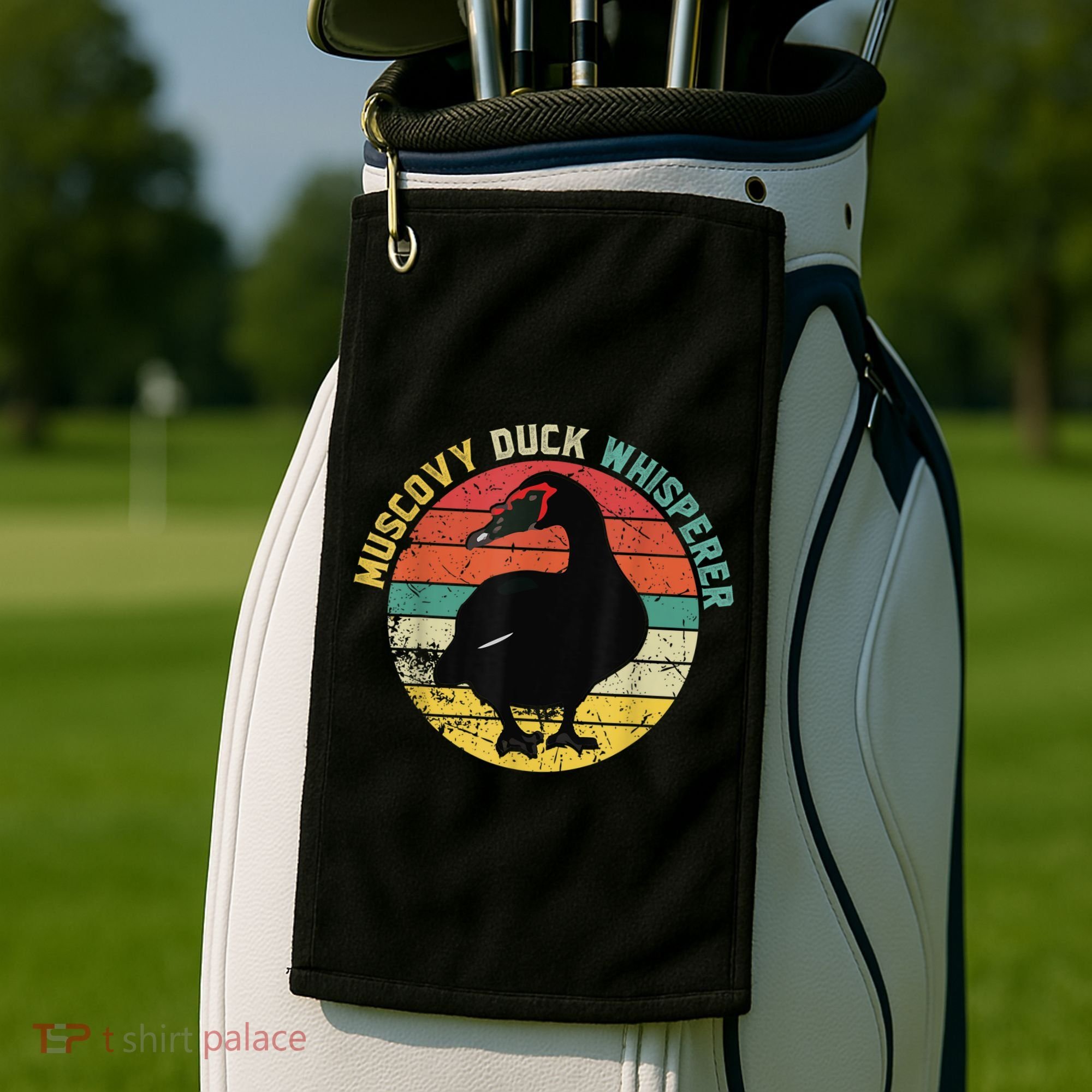 Retro Muscovy Duck Whisperer Funny Farmer Muscovy Duck Gift Golf Towel