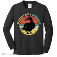 Retro Muscovy Duck Whisperer Funny Farmer Muscovy Duck Gift Kids Long Sleeve Shirt thumb 0