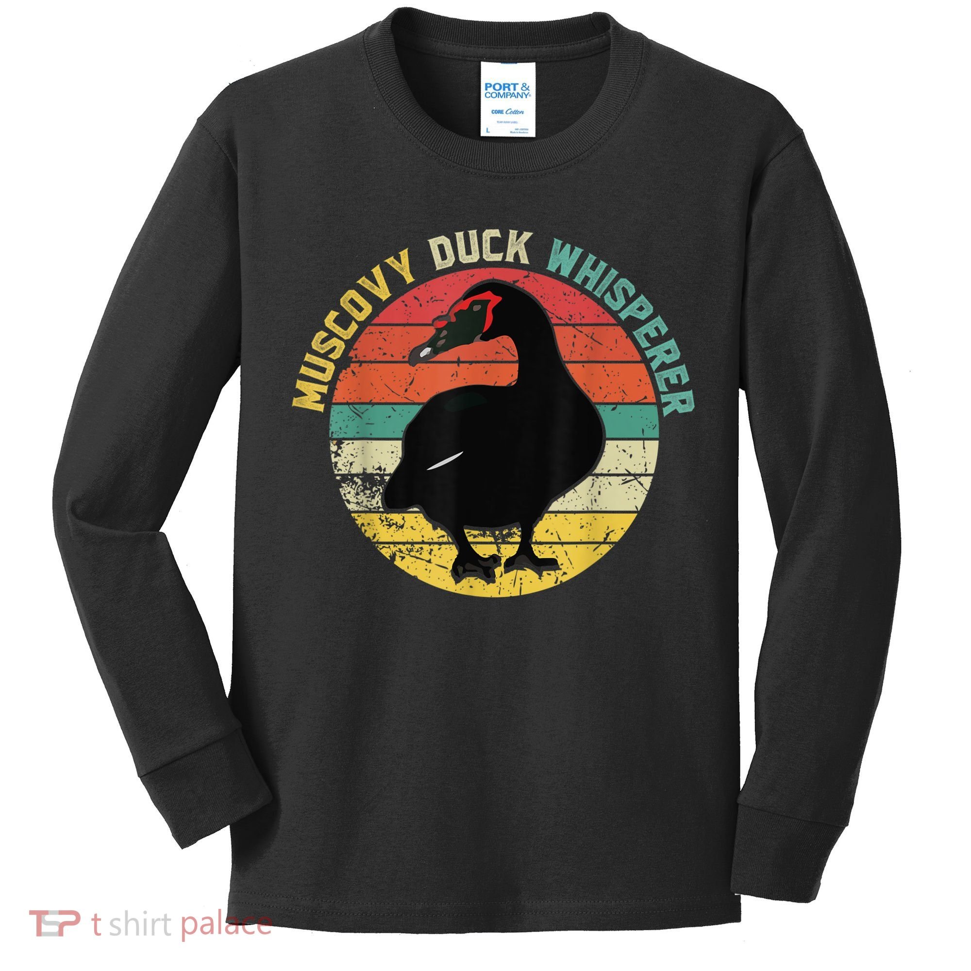 Retro Muscovy Duck Whisperer Funny Farmer Muscovy Duck Gift Kids Long Sleeve Shirt