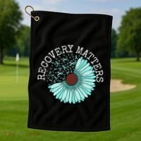 Recovery Matters Drug Alcohol Awareness Addiction Ribbon Golf Towel thumb 1