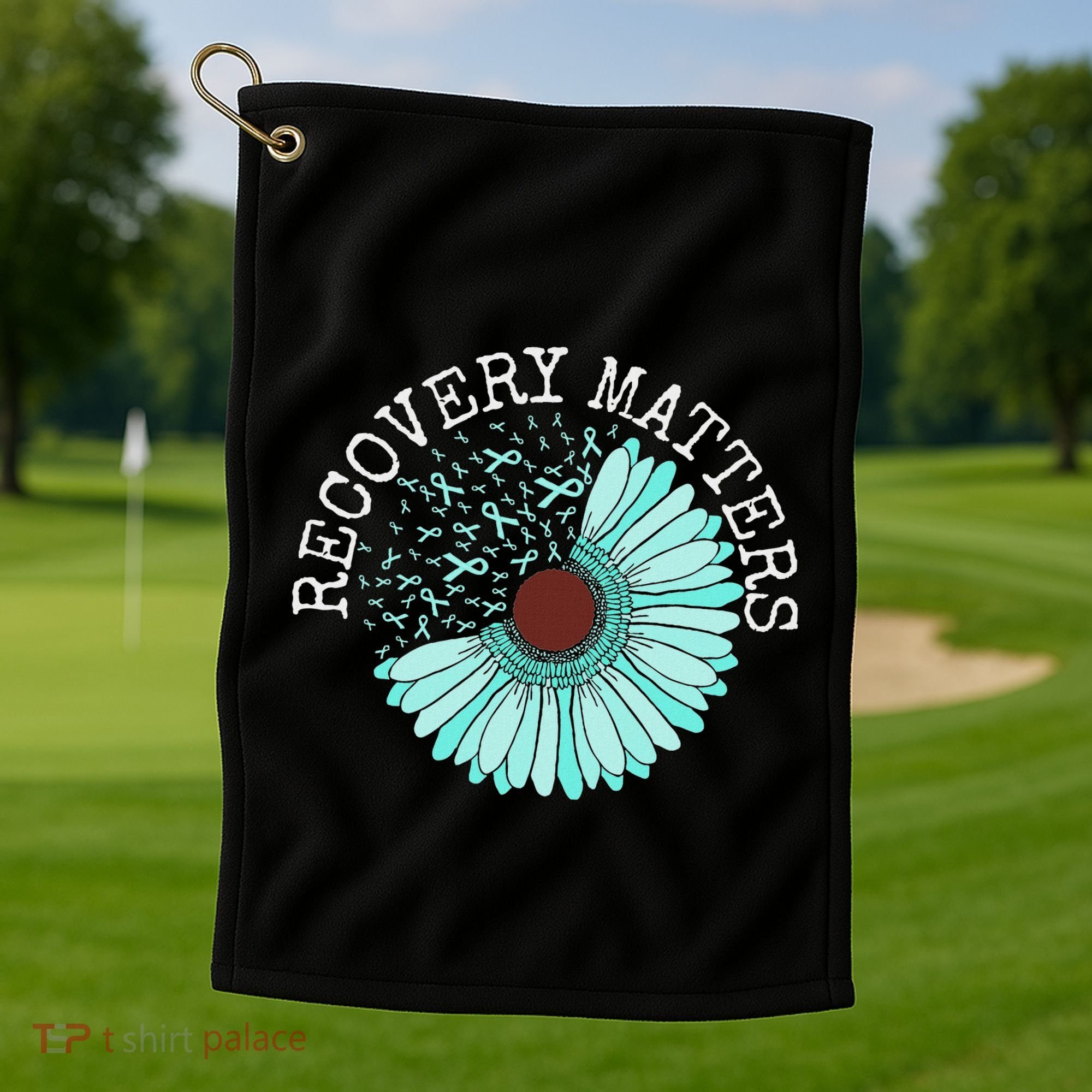Recovery Matters Drug Alcohol Awareness Addiction Ribbon Golf Towel