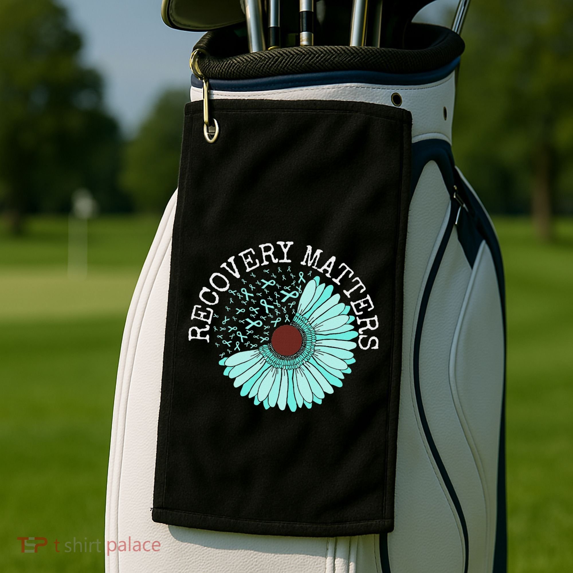 Recovery Matters Drug Alcohol Awareness Addiction Ribbon Golf Towel