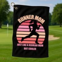 Runner Mom Funny Marathon Running Jogging Mothers Day Gift Golf Towel thumb 1
