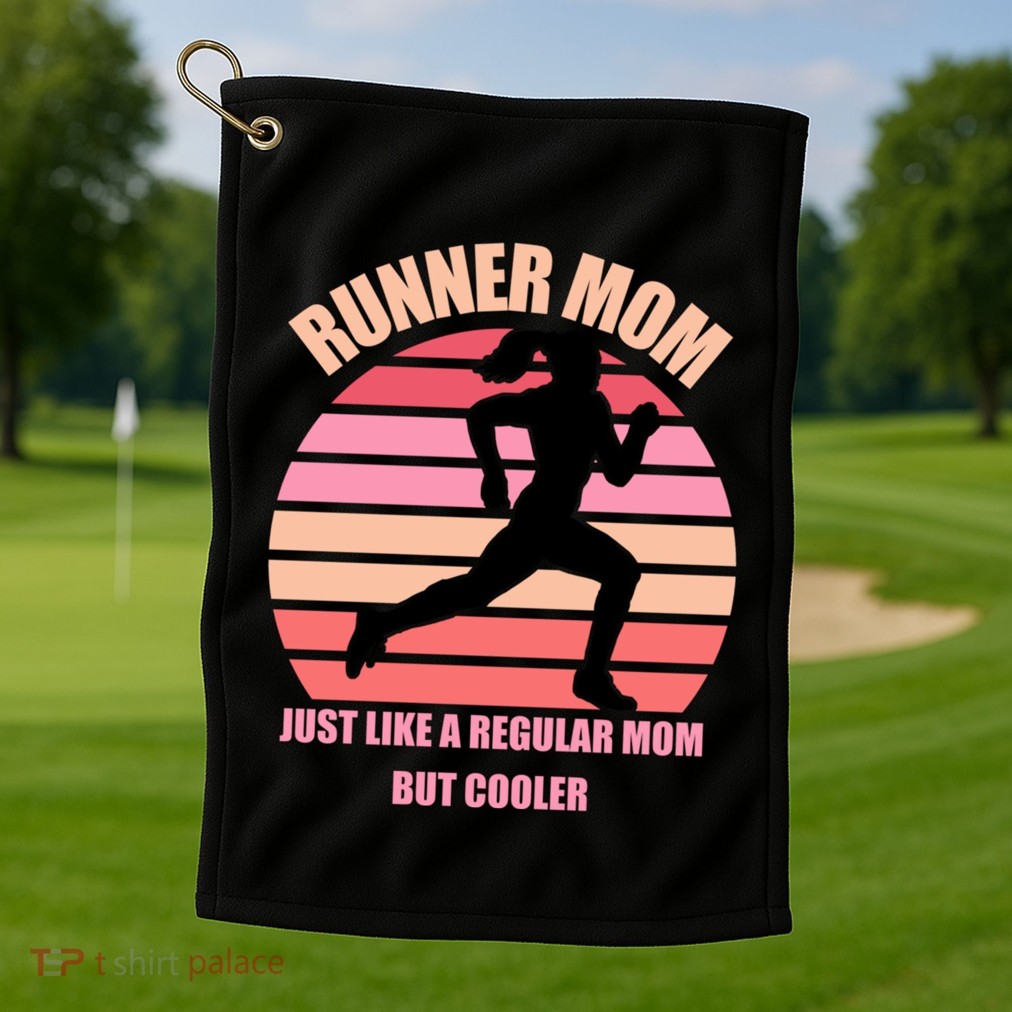 Runner Mom Funny Marathon Running Jogging Mothers Day Gift Golf Towel