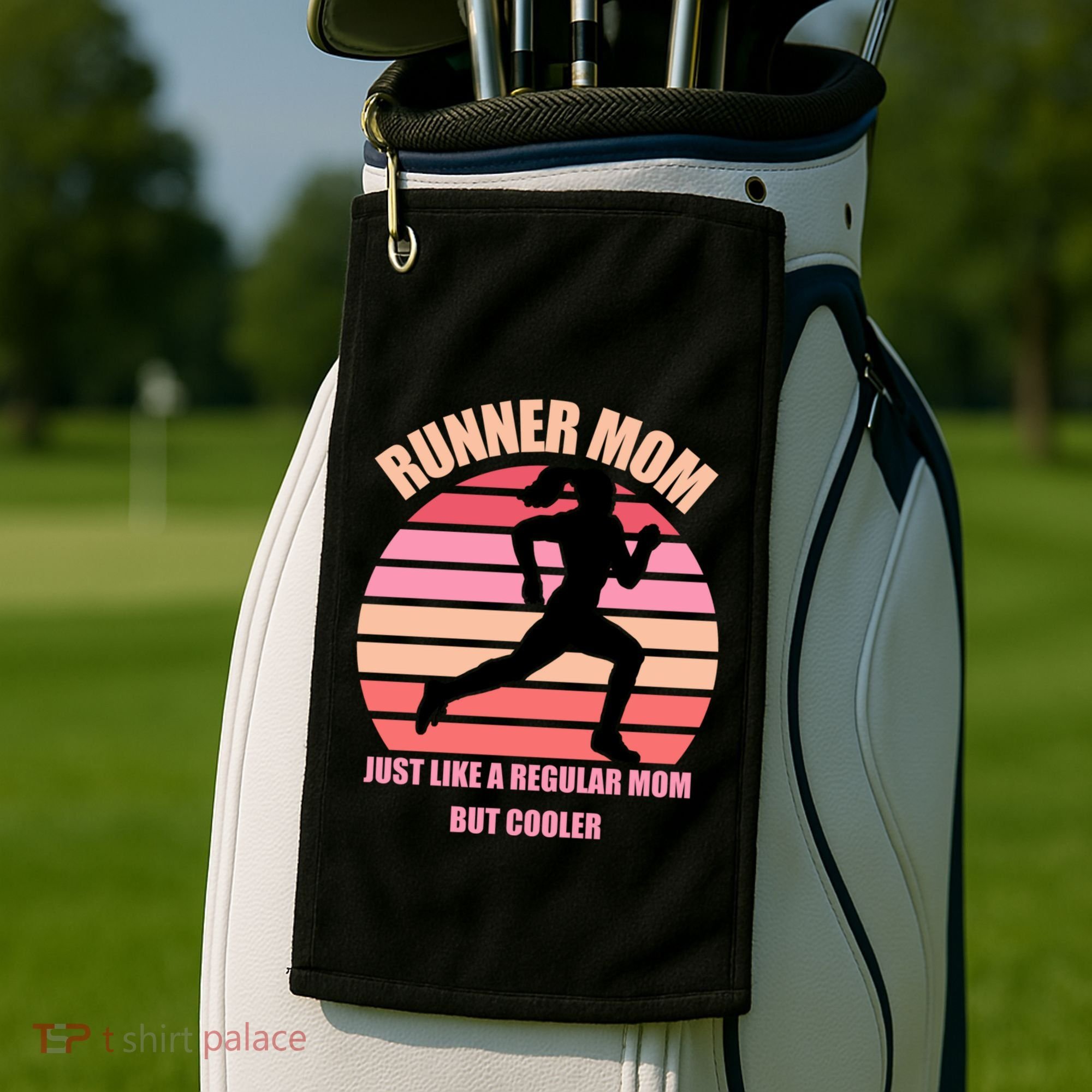 Runner Mom Funny Marathon Running Jogging Mothers Day Gift Golf Towel
