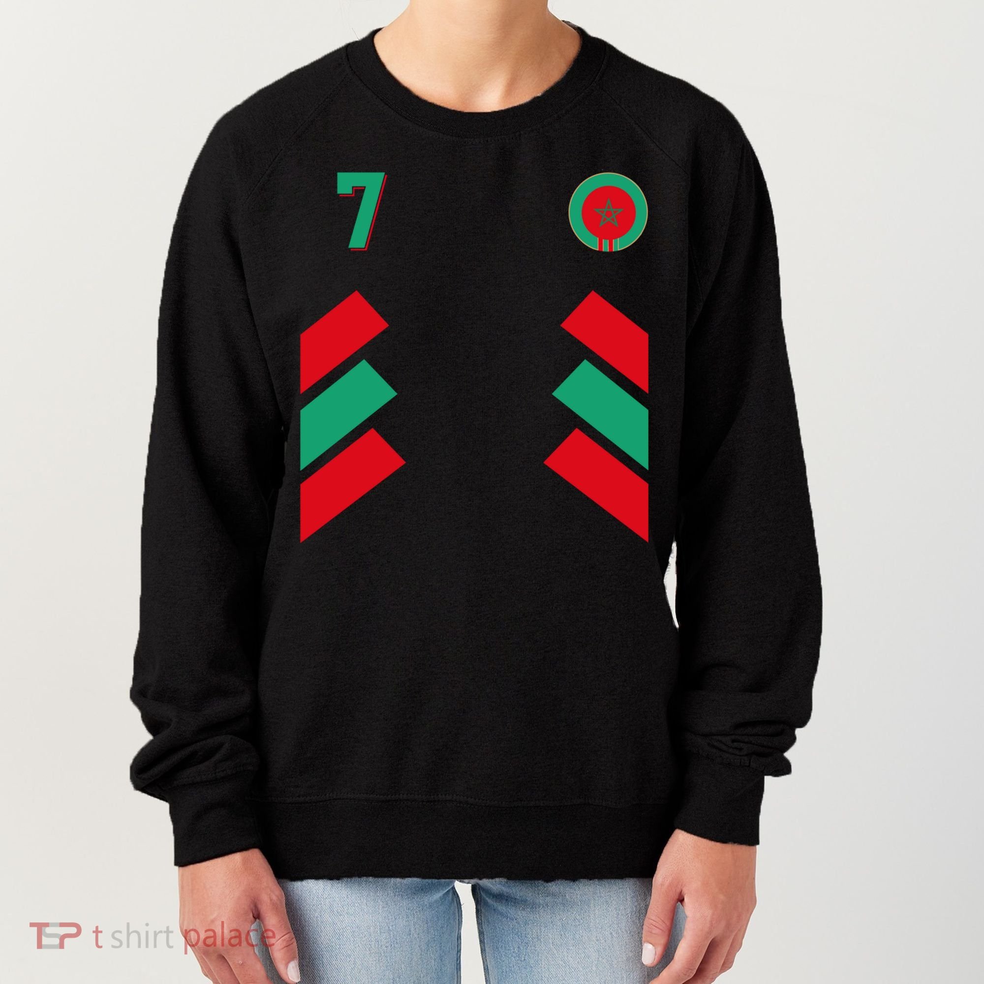 Retro7 Moroccan Football Morocco Soccer Morocco Flag Pullover Hoodie Women's Sweatshirt