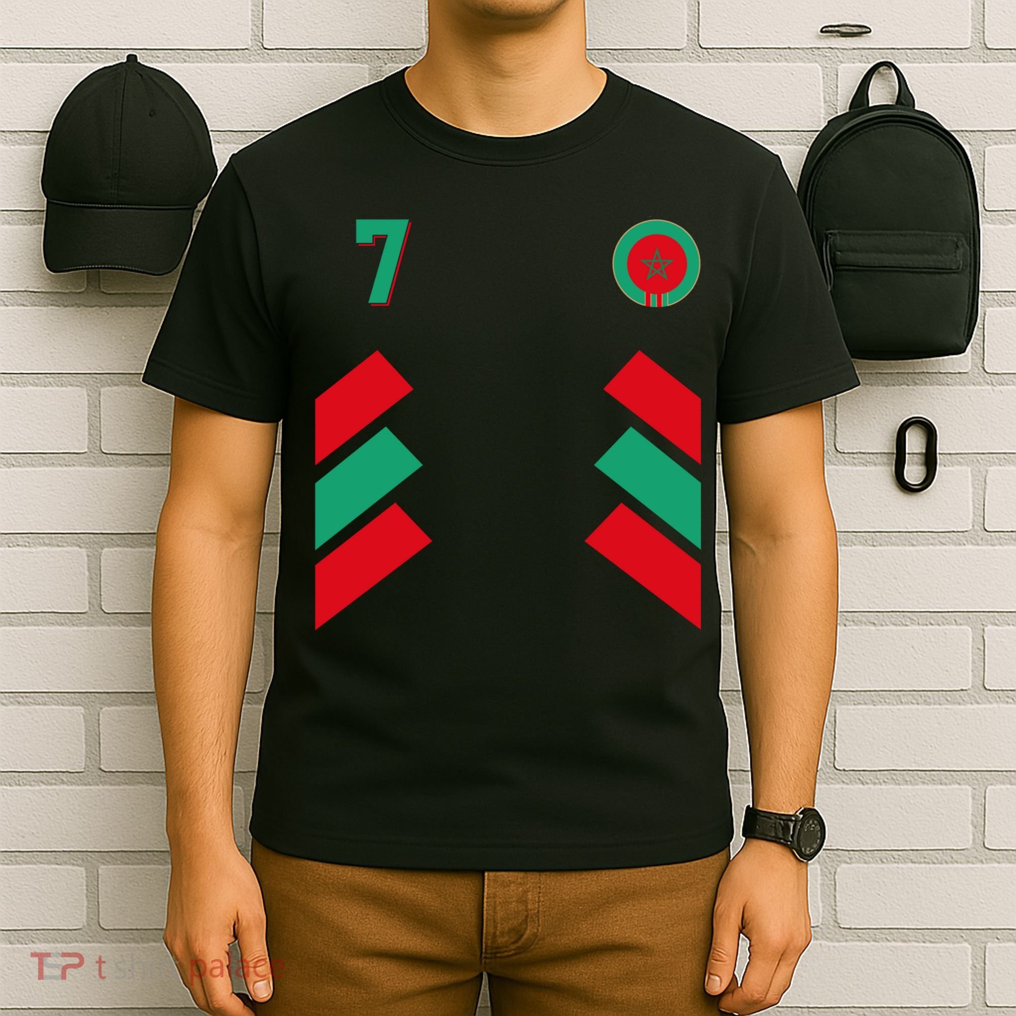 Retro7 Moroccan Football Morocco Soccer Morocco Flag Pullover Hoodie T-Shirt