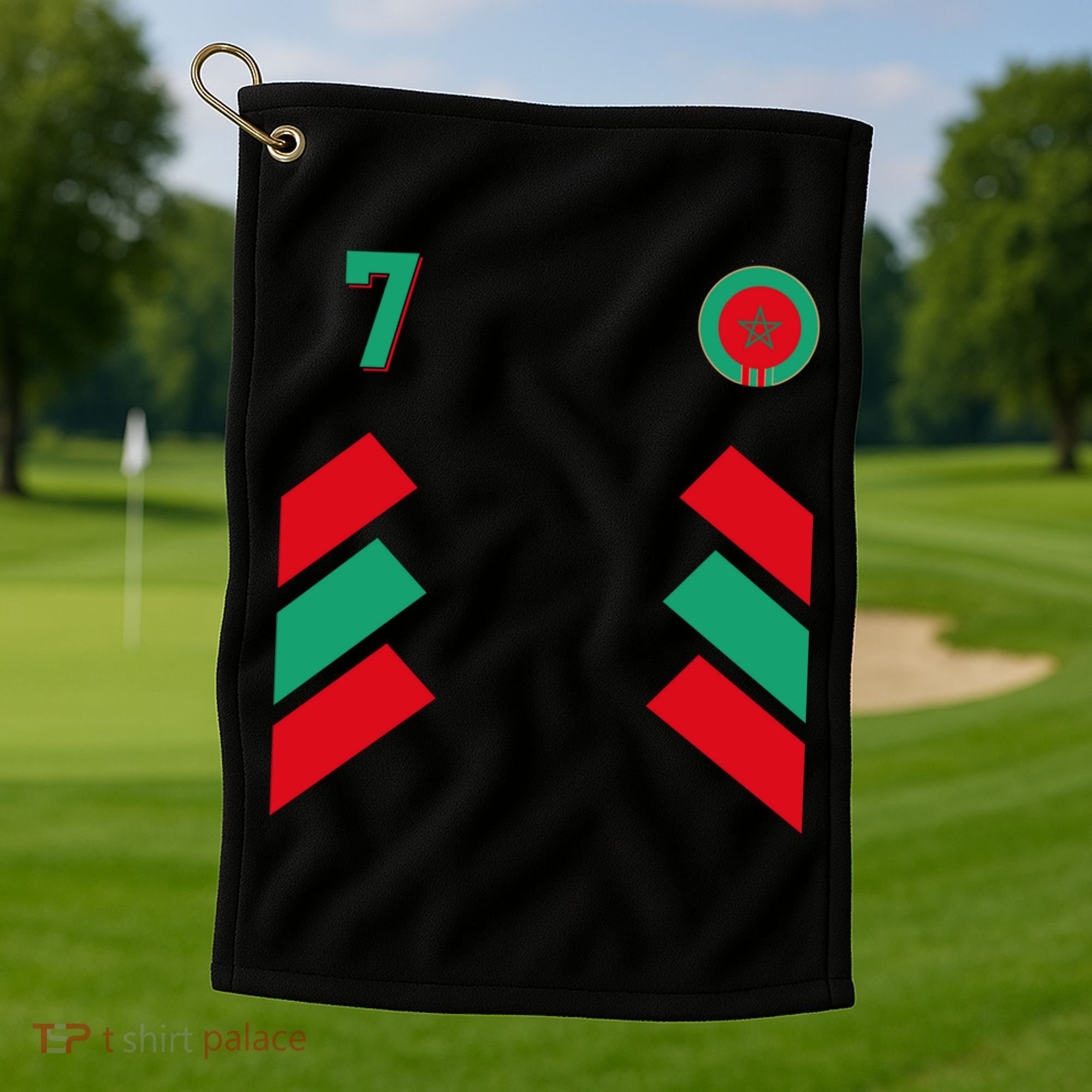 Retro7 Moroccan Football Morocco Soccer Morocco Flag Pullover Hoodie Golf Towel
