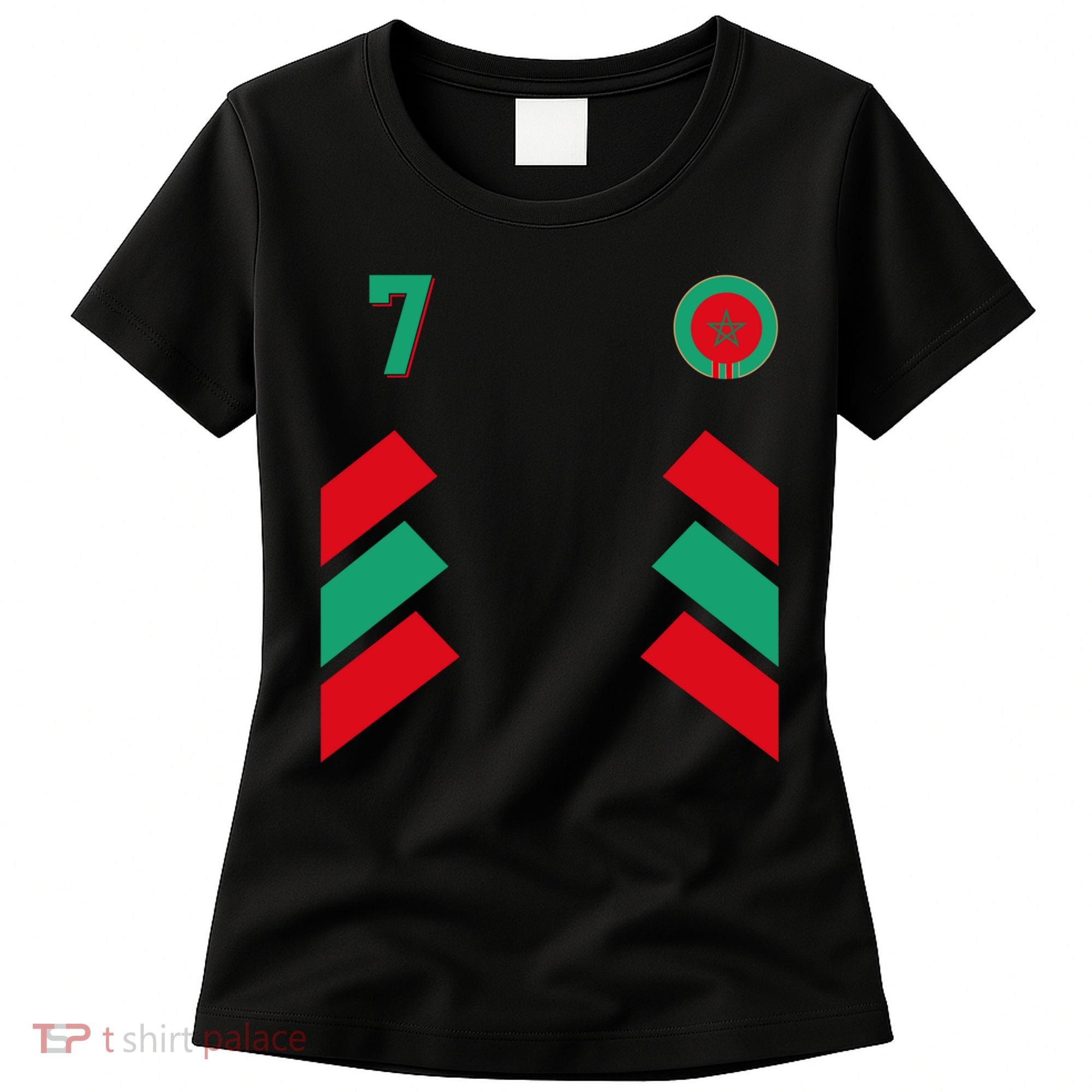 Retro7 Moroccan Football Morocco Soccer Morocco Flag Pullover Hoodie Women's T-Shirt