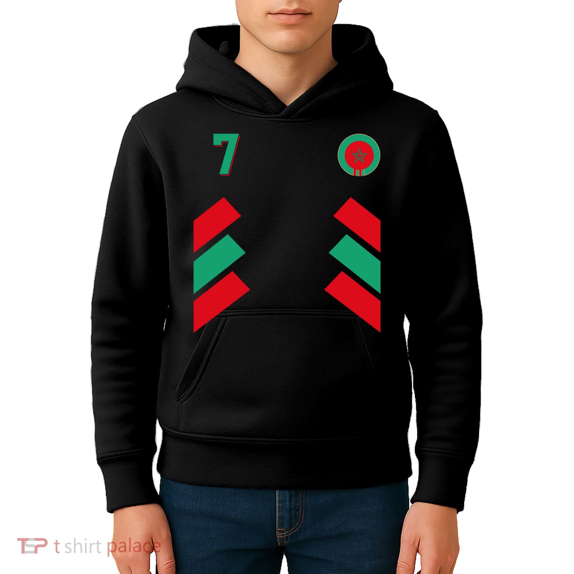 Retro7 Moroccan Football Morocco Soccer Morocco Flag Pullover Hoodie Kids Hoodie