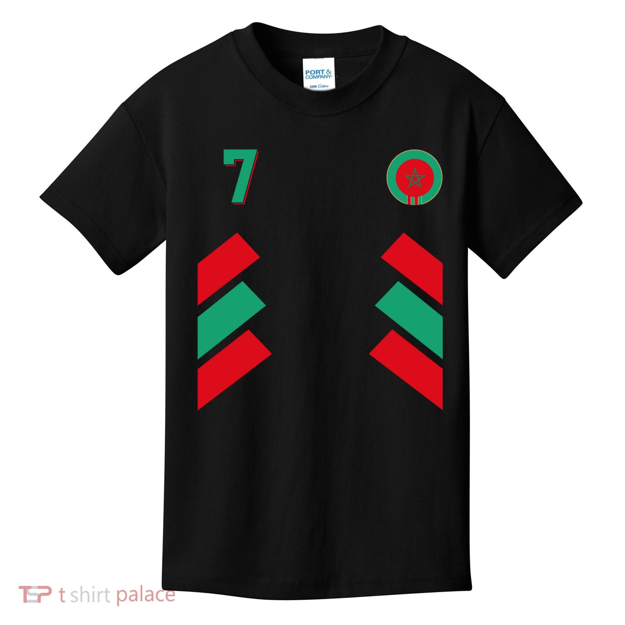 Retro7 Moroccan Football Morocco Soccer Morocco Flag Pullover Hoodie Kids T-Shirt