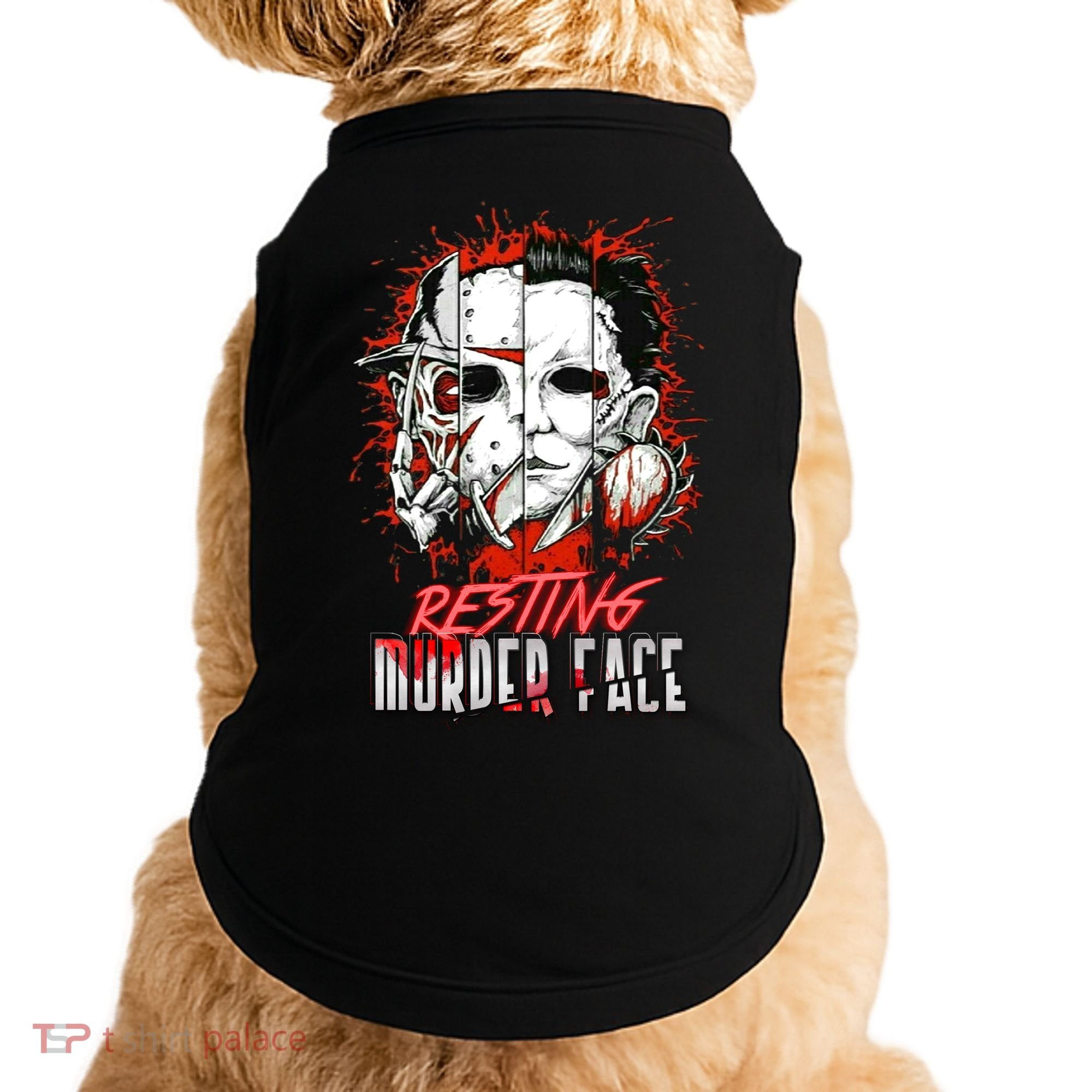 Resting Murder Face Scary Horror Character Halloween Costume Doggie Tank