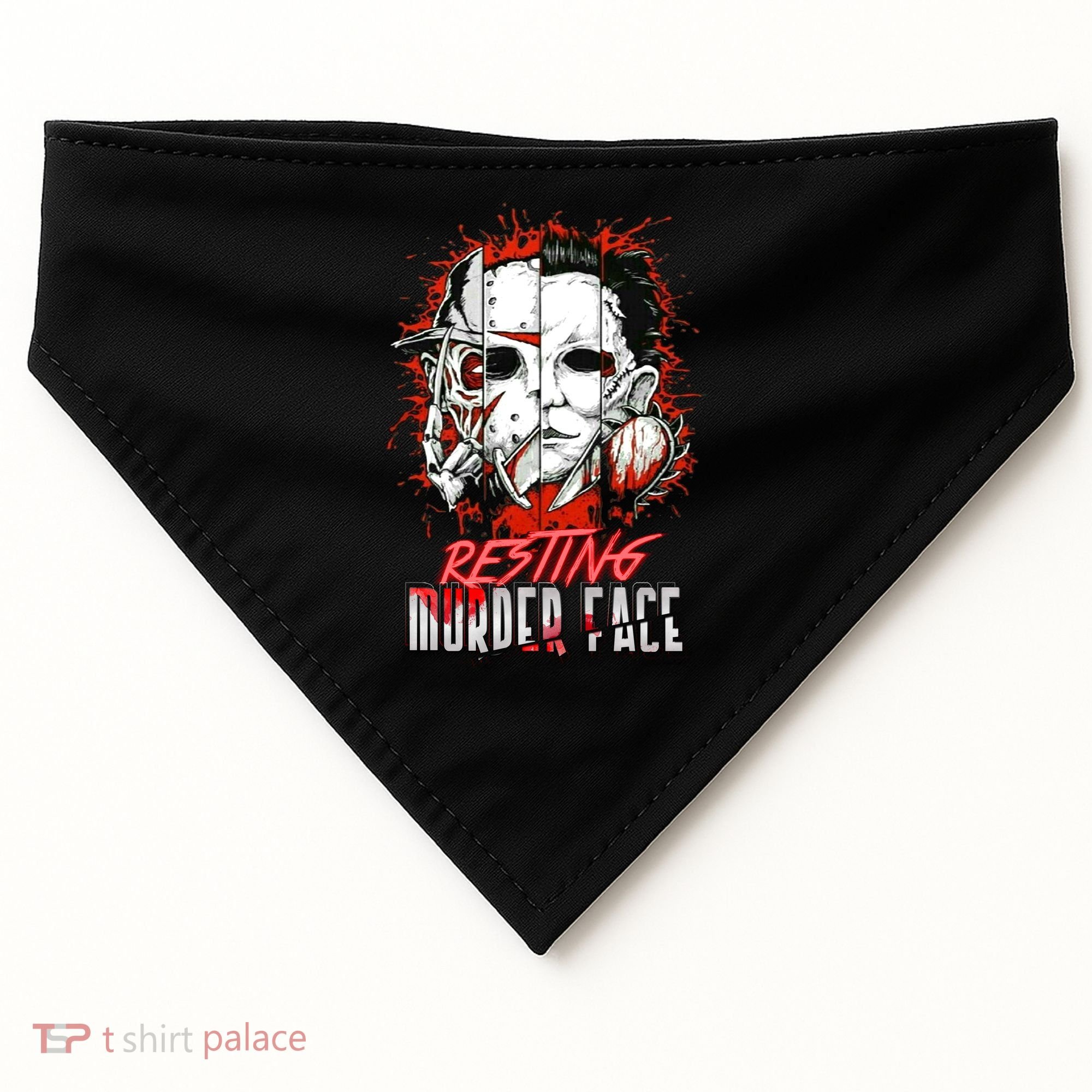 Resting Murder Face Scary Horror Character Halloween Costume USA-Made Doggie Bandana