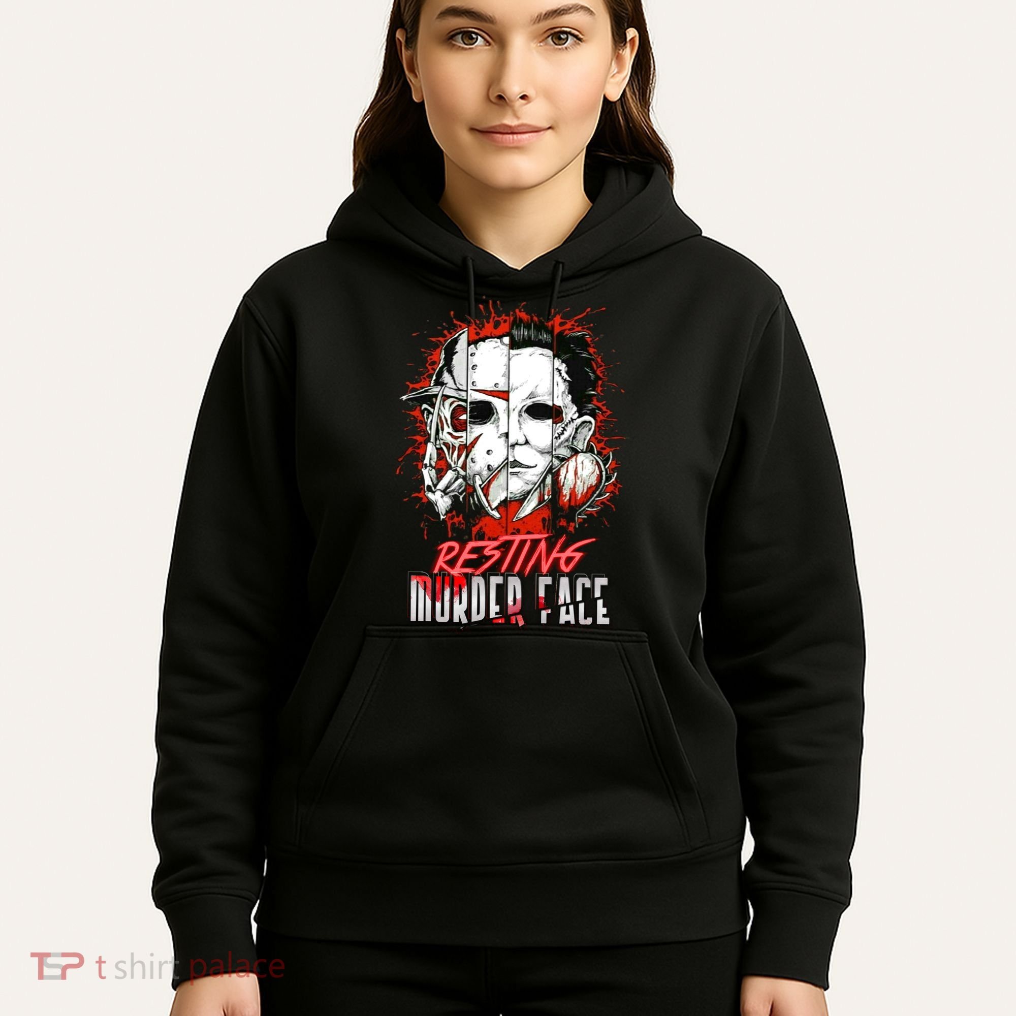Resting Murder Face Scary Horror Character Halloween Costume Hoodie