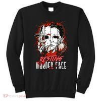 Resting Murder Face Scary Horror Character Halloween Costume Sweatshirt thumb 0