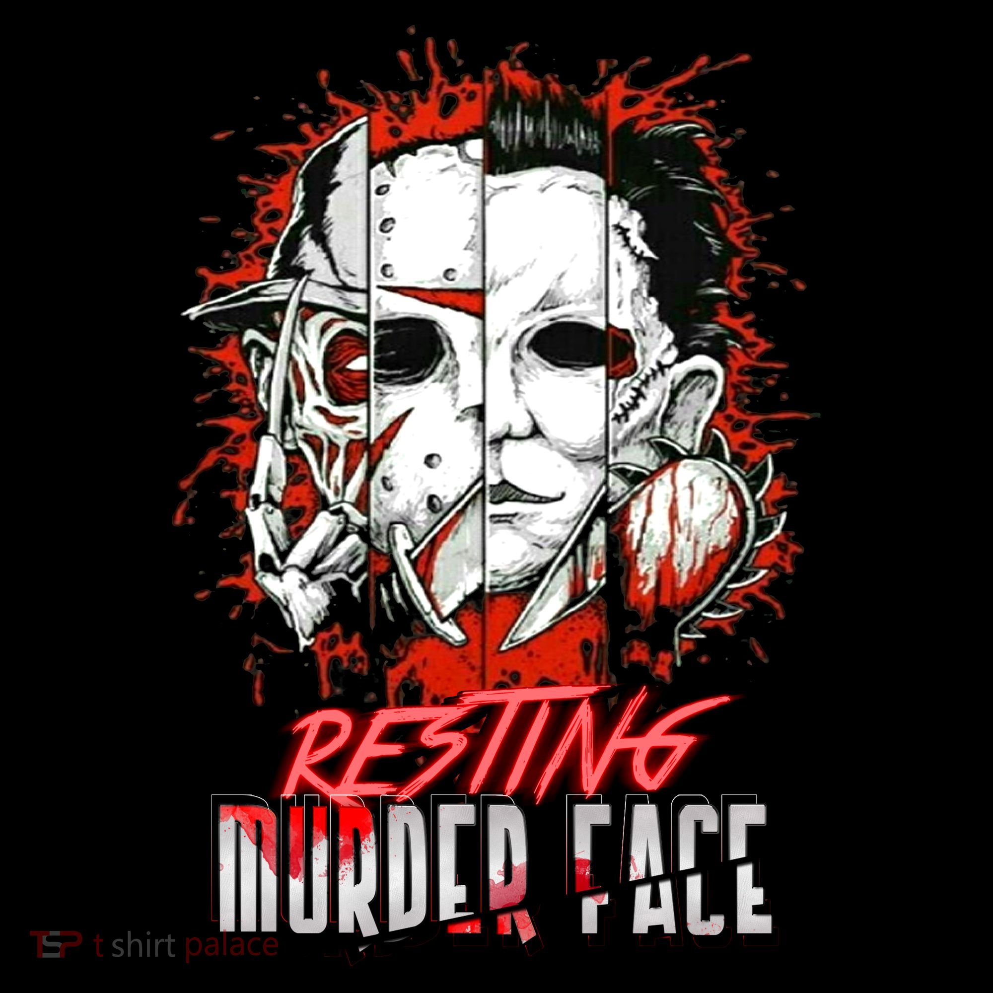 Resting Murder Face Scary Horror Character Halloween Costume Button