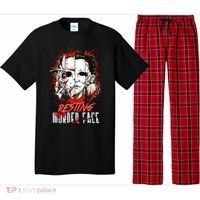 Resting Murder Face Scary Horror Character Halloween Costume Pajama Set thumb 0