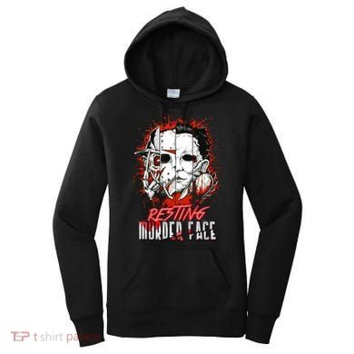 Resting Murder Face Scary Horror Character Halloween Costume Women's Hoodie