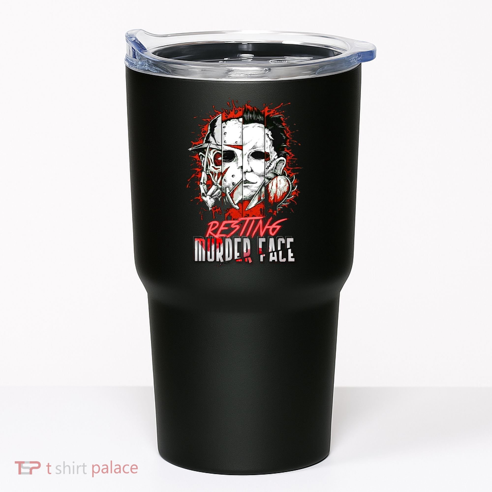 Resting Murder Face Scary Horror Character Halloween Costume Tumbler
