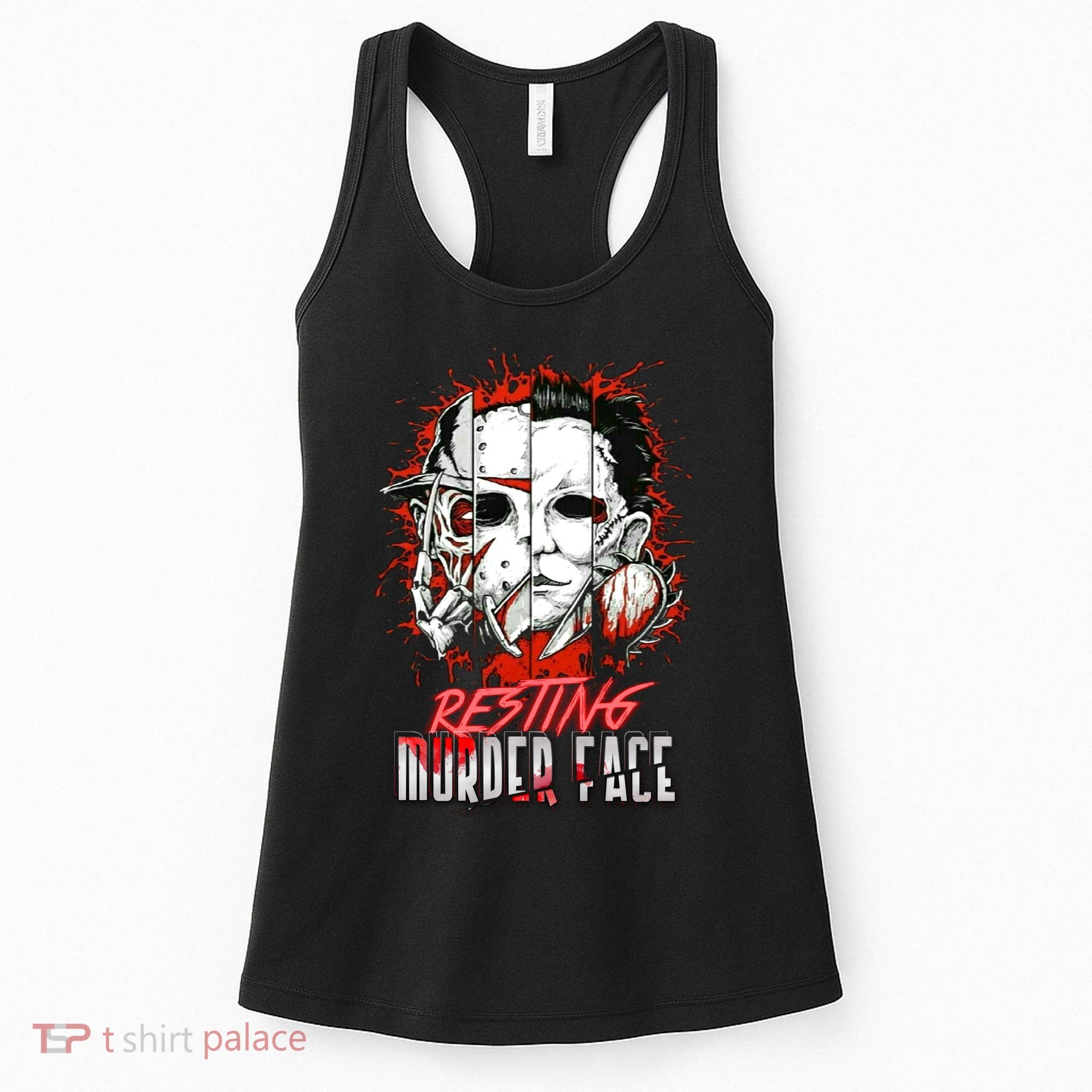 Resting Murder Face Scary Horror Character Halloween Costume Women's Tank Top
