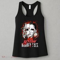 Resting Murder Face Scary Horror Character Halloween Costume Women's Tank Top thumb 3