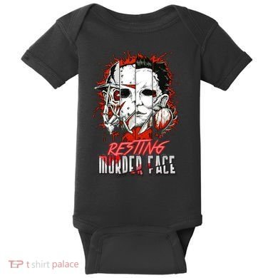 Resting Murder Face Scary Horror Character Halloween Costume Baby Bodysuit