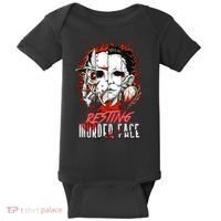 Resting Murder Face Scary Horror Character Halloween Costume Baby Bodysuit thumb 0